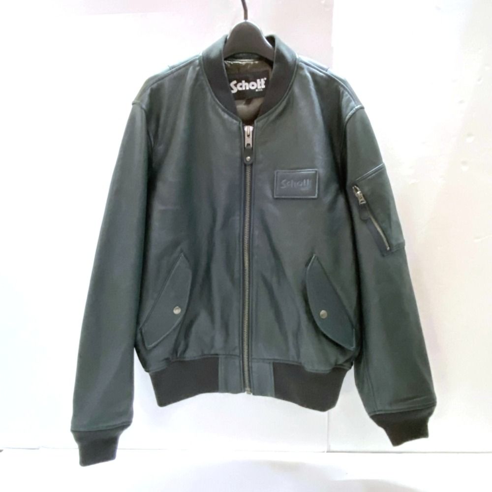 03w17732 Schott ショット JORNAL STANDARD MA-1 レザージャケット 羊革 GRN グリーン サイズL メンズ アメカジ アウター 782-4250024