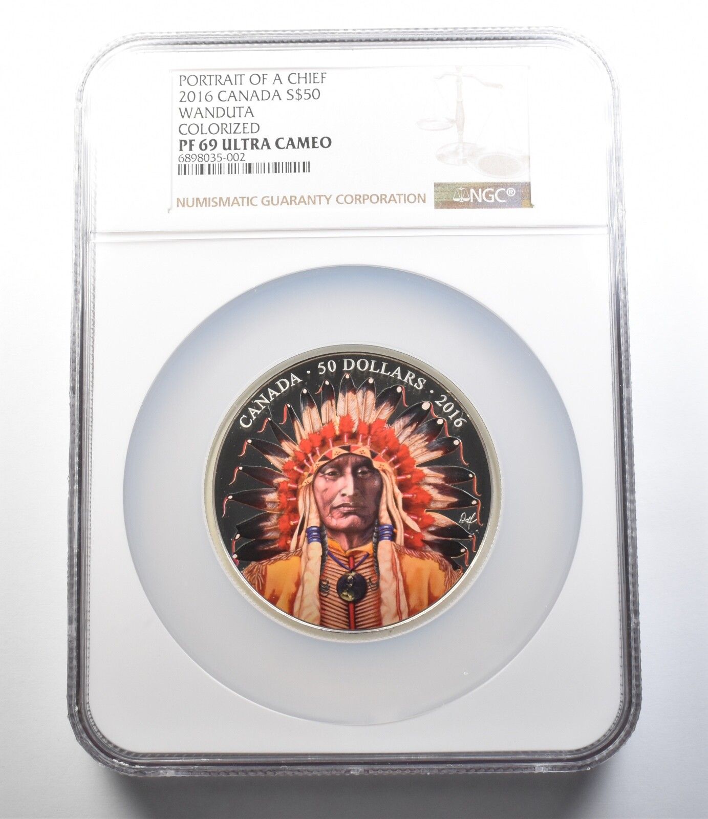 2016年カナダ50ドル銀貨肖像画ワンドゥタ 化PF69 UCAM NGC