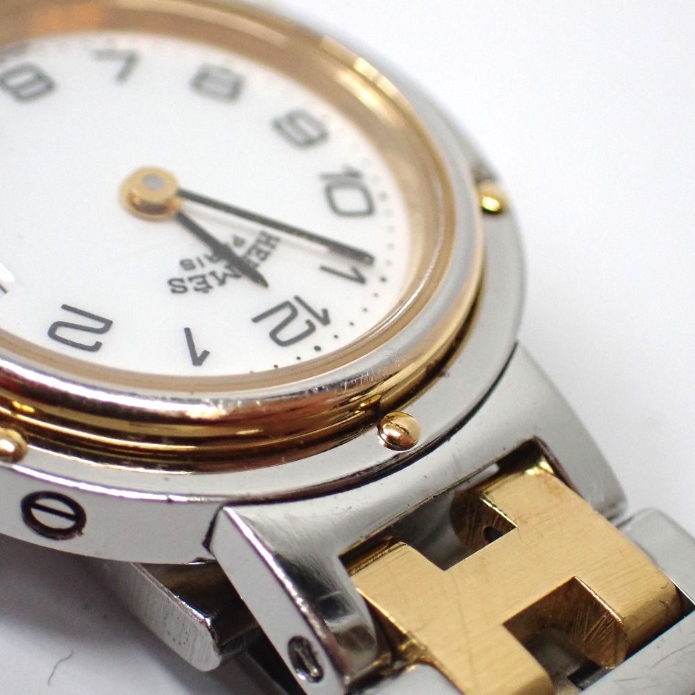 F630382 エルメス 腕時計 SS×GP ホワイト文字盤 クオーツ レディース  