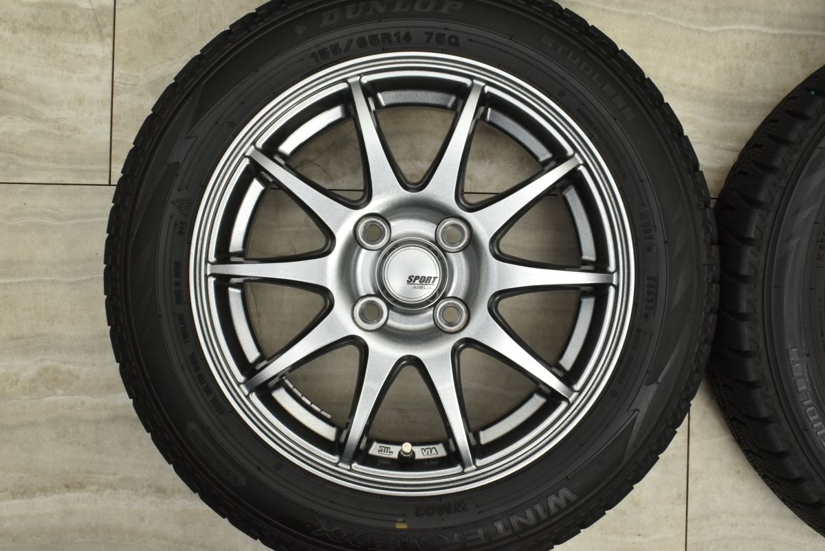 【超歓迎された】 バリ溝スタッドレス SPORT ABELIA 14in 4.5J 45 PCD100 ダンロップ ウィンターマックス WM02 155|65R14 ミラ ムーブ ウェイク アルト 人気ブランドも見つかる!