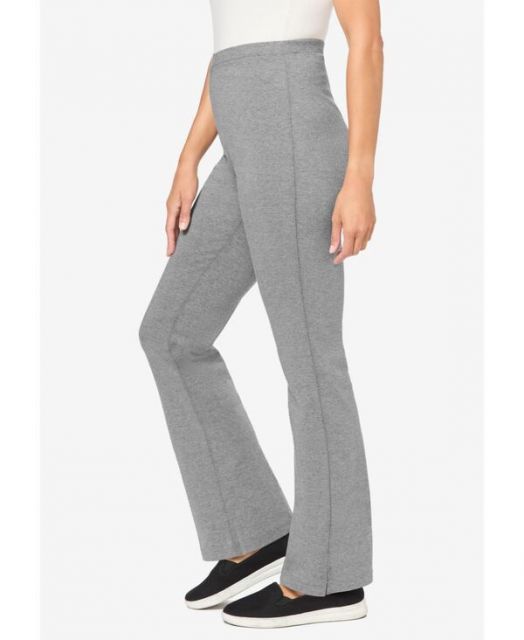 ウーマン ウィズイン レディース レギンス ボトムス Plus Size Within Stretch-Cotton Knit Pull-On Bootcut Leggings Medium heather grey DECORATOM_COM_BR