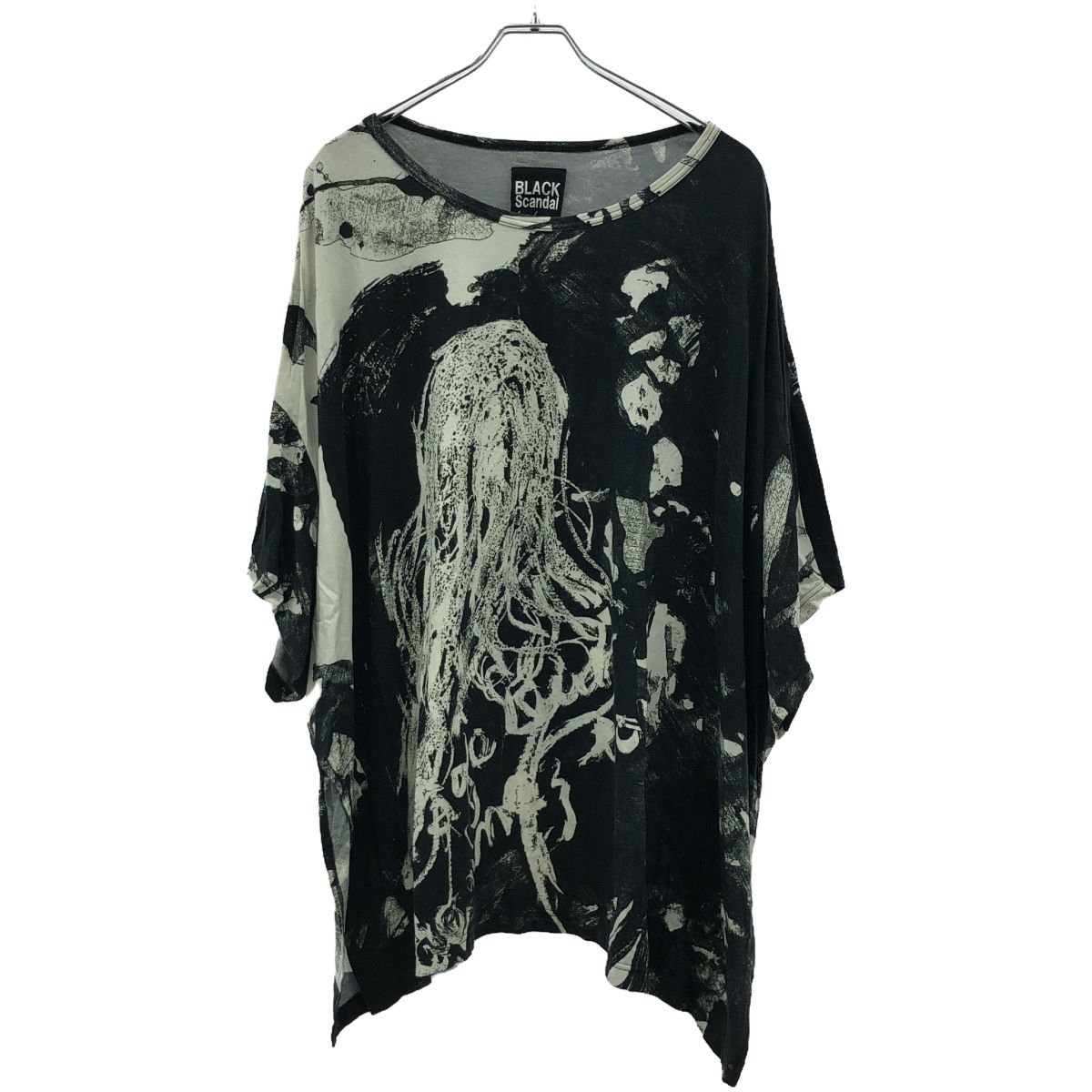 BLACK Scandal Yohji Yamamoto ブラックスキャンダルヨウジヤマモト 19SS オーバーサイズレーヨンカットソー NH-T96-999 ホワイト ブラック 2