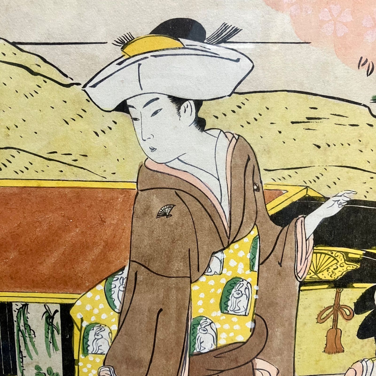 江戸浮世絵 版画⭐️鳥文斎栄之】 模写 版画 大型額入り 額装