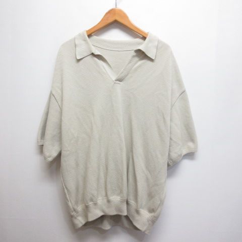 crepuscule ベージュ ニット 半袖 ポロシャツ クレプスキュール crepuscule 半袖 ニット ポロシャツ