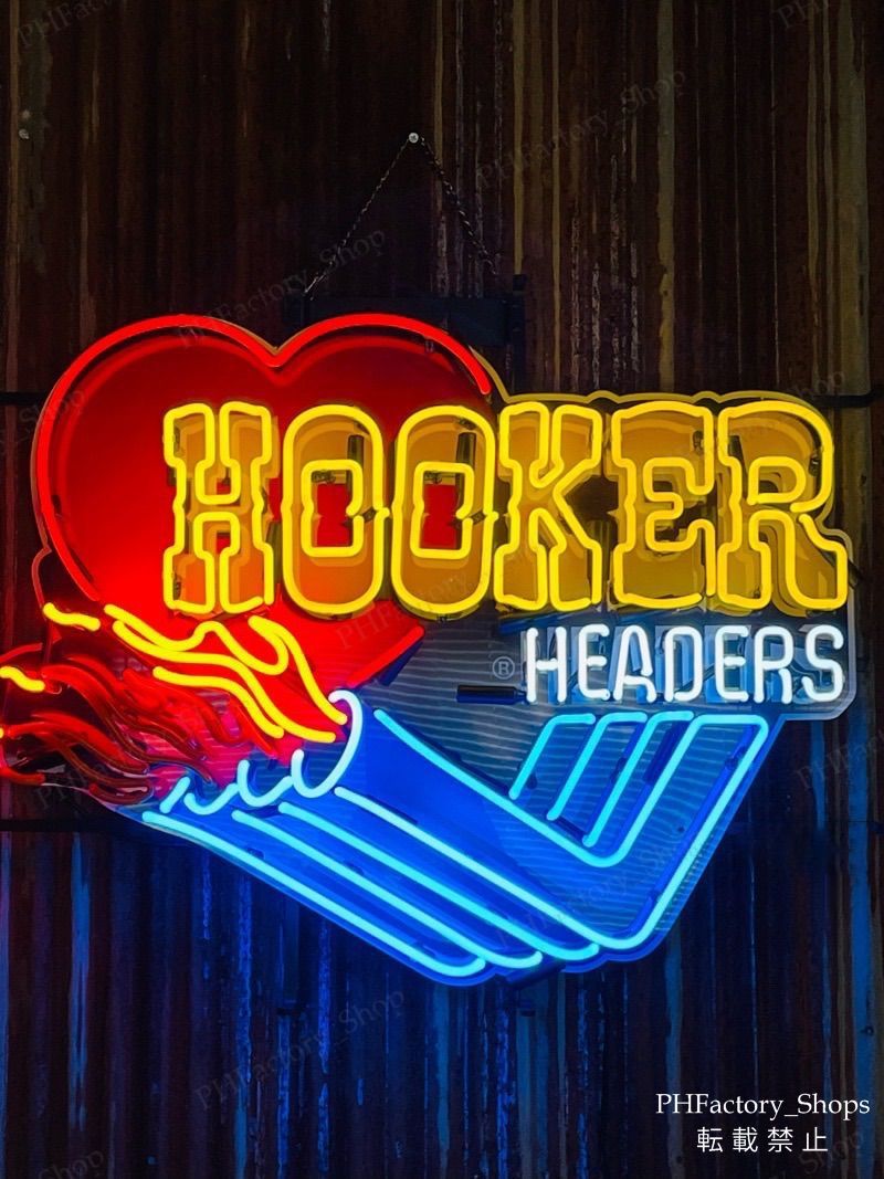 Hooker Header フッカー ヘッダー ネオンサイン 特大ガラスネオンサイン シボレー ヴィンテージ フラッグ アメリカンカー アメリカン雑貨 室内装飾 61x76cm A343