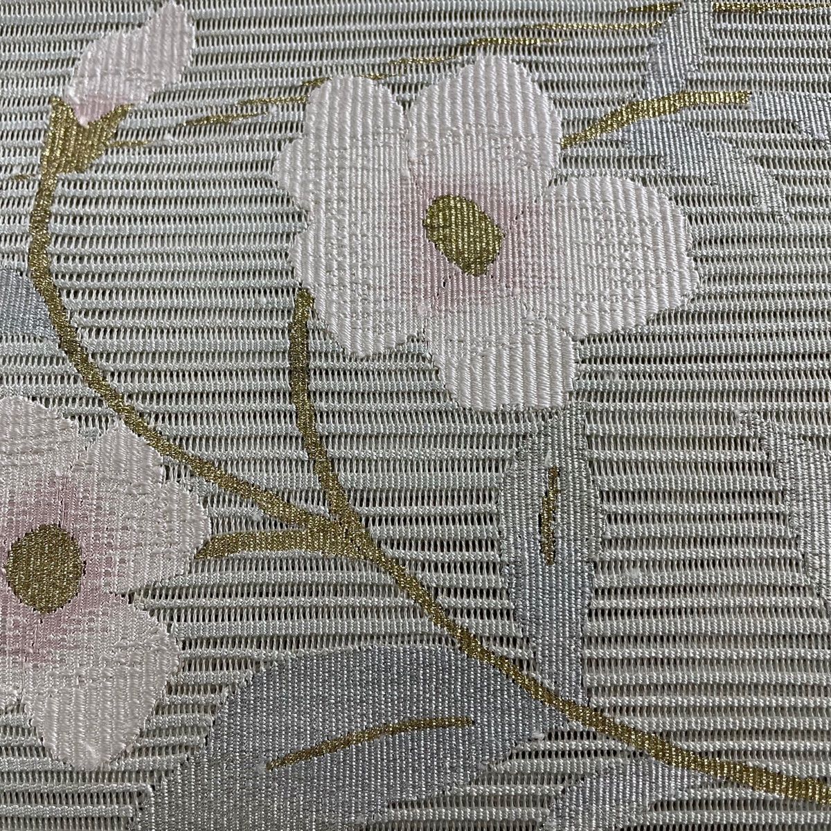 夏用 絽 名古屋帯 松葉仕立て 花模様 着物 053w p｜Yahoo!フリマ