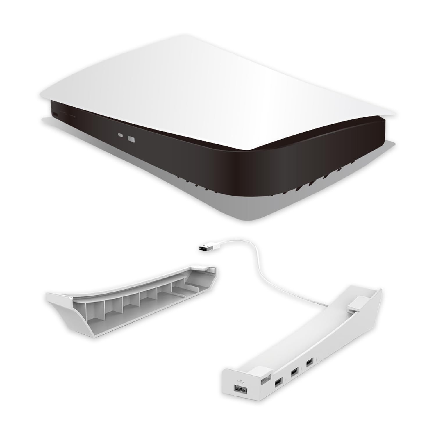 アローン(Allone) PS5用 横置きHUBスタンド ホワイト 4.5×22×5cm ゲーム USB充電ポート3つ USBデータ転送ポート1つ 追加のアダプターやケーブル不要 ALG-P5U3YS [横置きスタンドHUBスタンド]