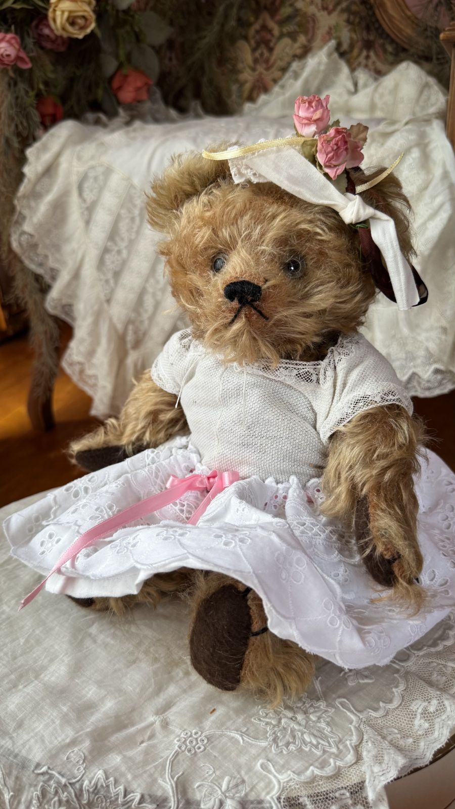 フランス FADAP社 テディベア 1940~1950s ローズの花輪 - メルカリ