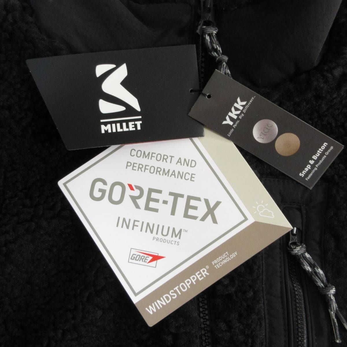 新品 MILLET ミレー 防風 透湿 耐水 GORE-TEX INFINIUM ボアフリース 