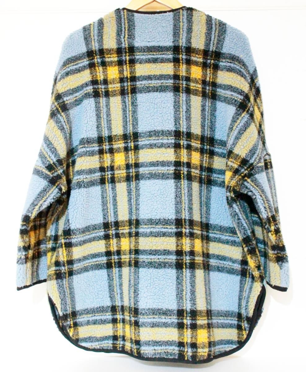 trois レディースフリースジャケット F trois|ボア|フリースジャケット|F|水色 アクアブルー|チェック|t206-84010