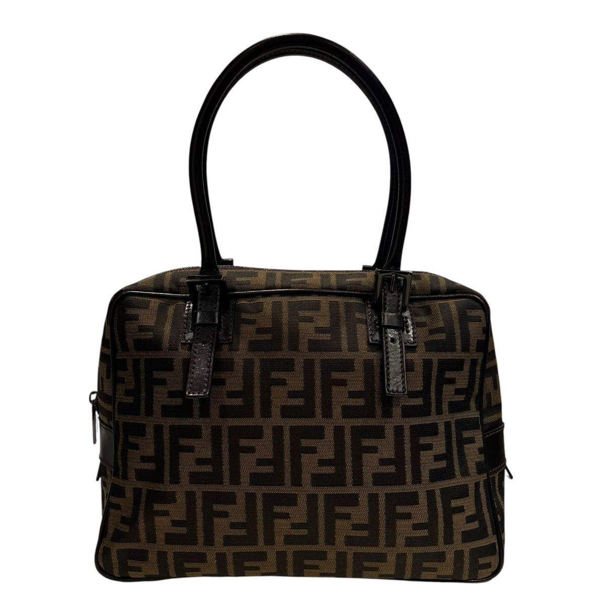 Fendi フェンディハンドバッグ 8BN005 ズッカ トップハンドル ボストンバッグ ブラウン|ブラック レディース25026460 SA