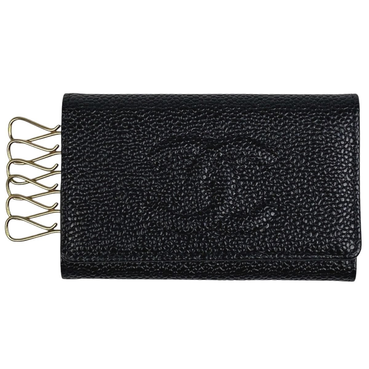 ◎シャネル CHANEL 6連キーケース キャビアスキン 黒 良品 1円スタート