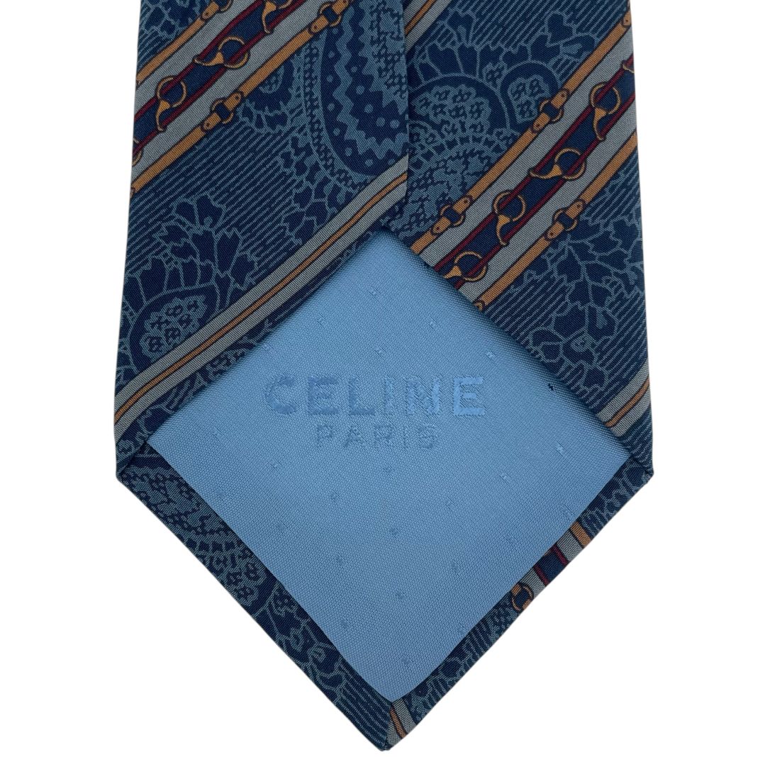CELINE セリーヌ　ネクタイ　メンズ　紺　マカダム柄　ストライプ CElINE セリーヌネクタイ ネイビー オーバーストライプ - メルカリ