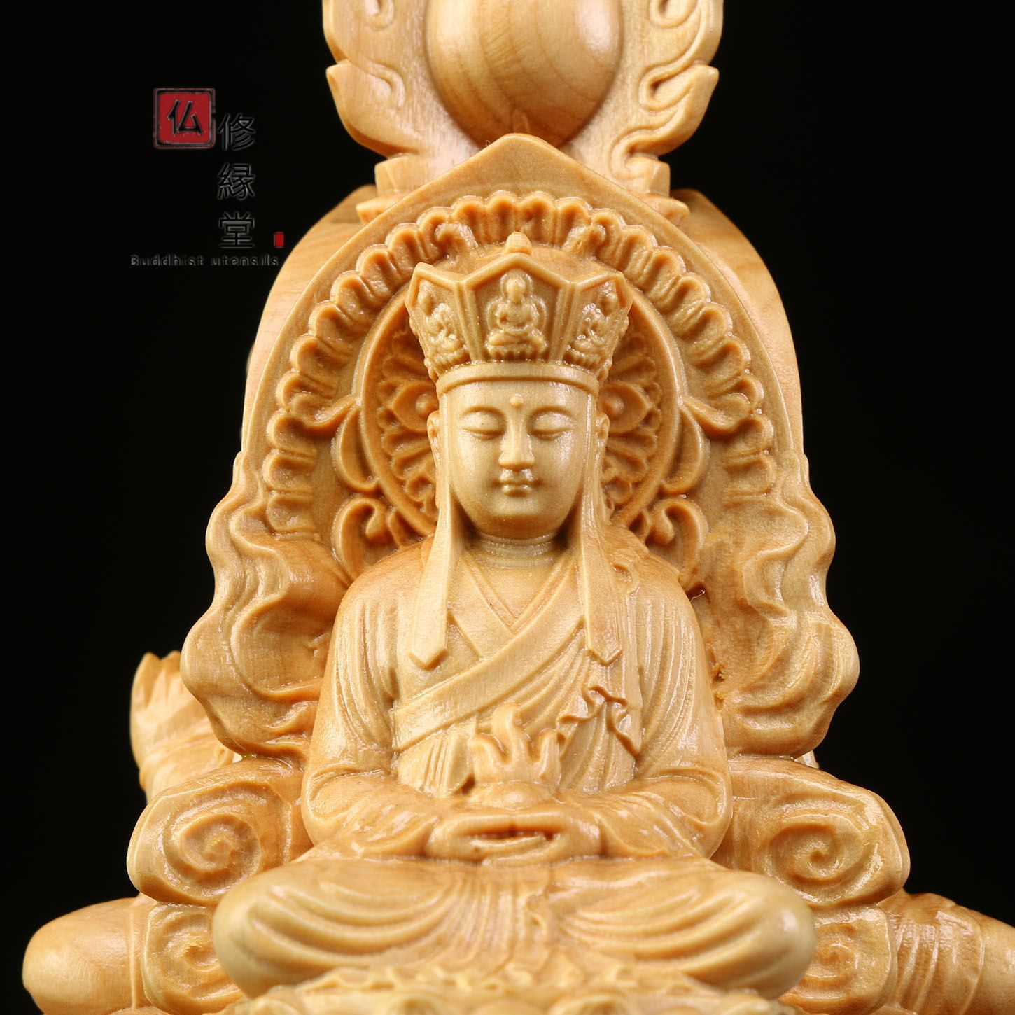 オンラインストアセール 【修縁堂】木彫り 仏像 娑婆三聖立像