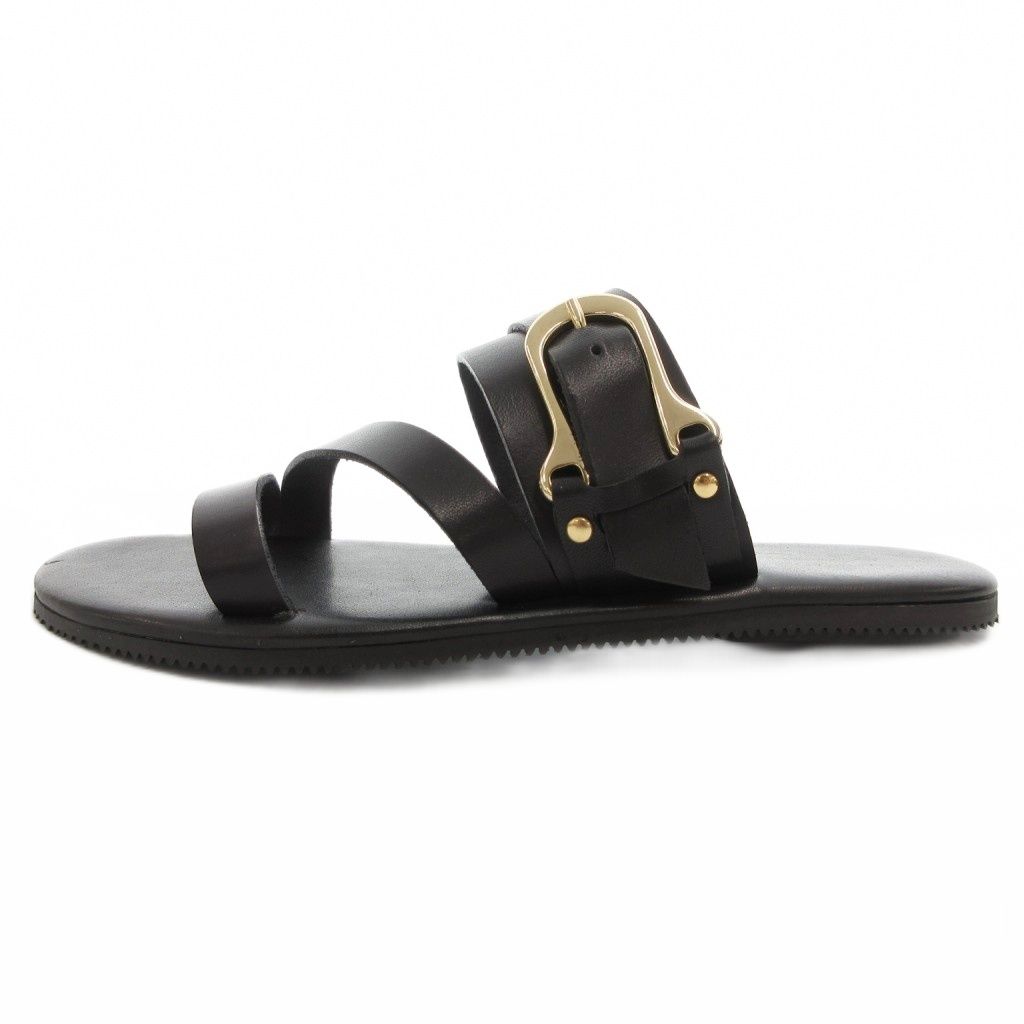 ヌオヴォニカール Nuovo Nicar バックルサンダル スライド レザー 37 黒 ブラック |GV GY18