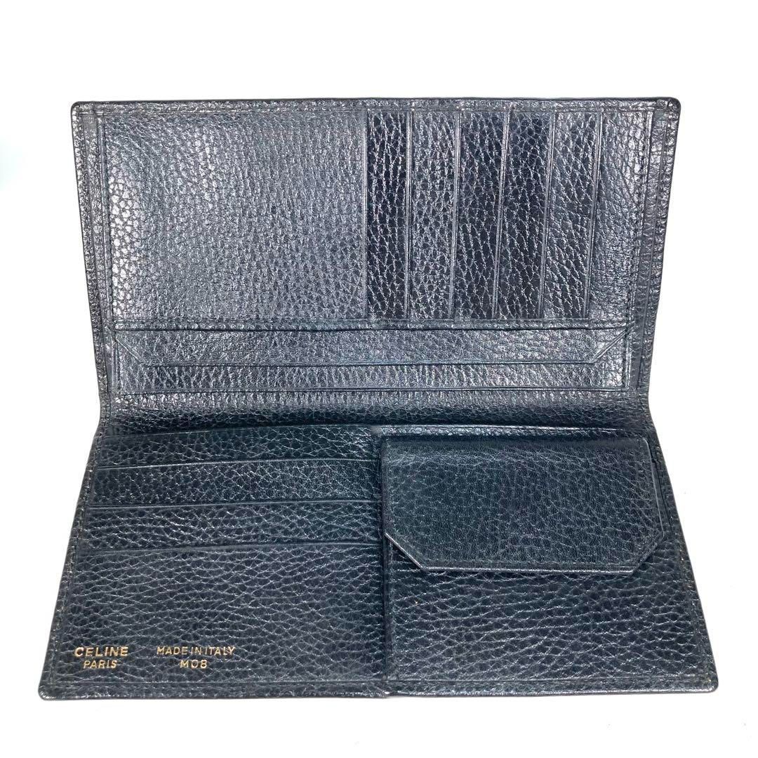 CELINE】セリーヌ レザー 二つ折り 長財布 トリオンフロゴ マカダム柄 