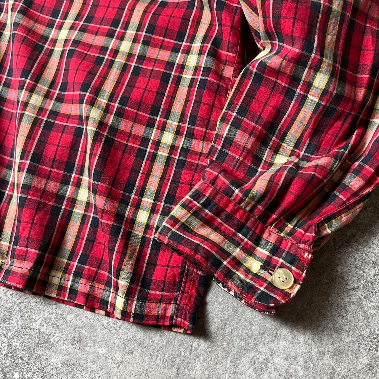 50s WRINKLE-SHED DAN RIVER コットン チェック 長袖 オープンカラー 