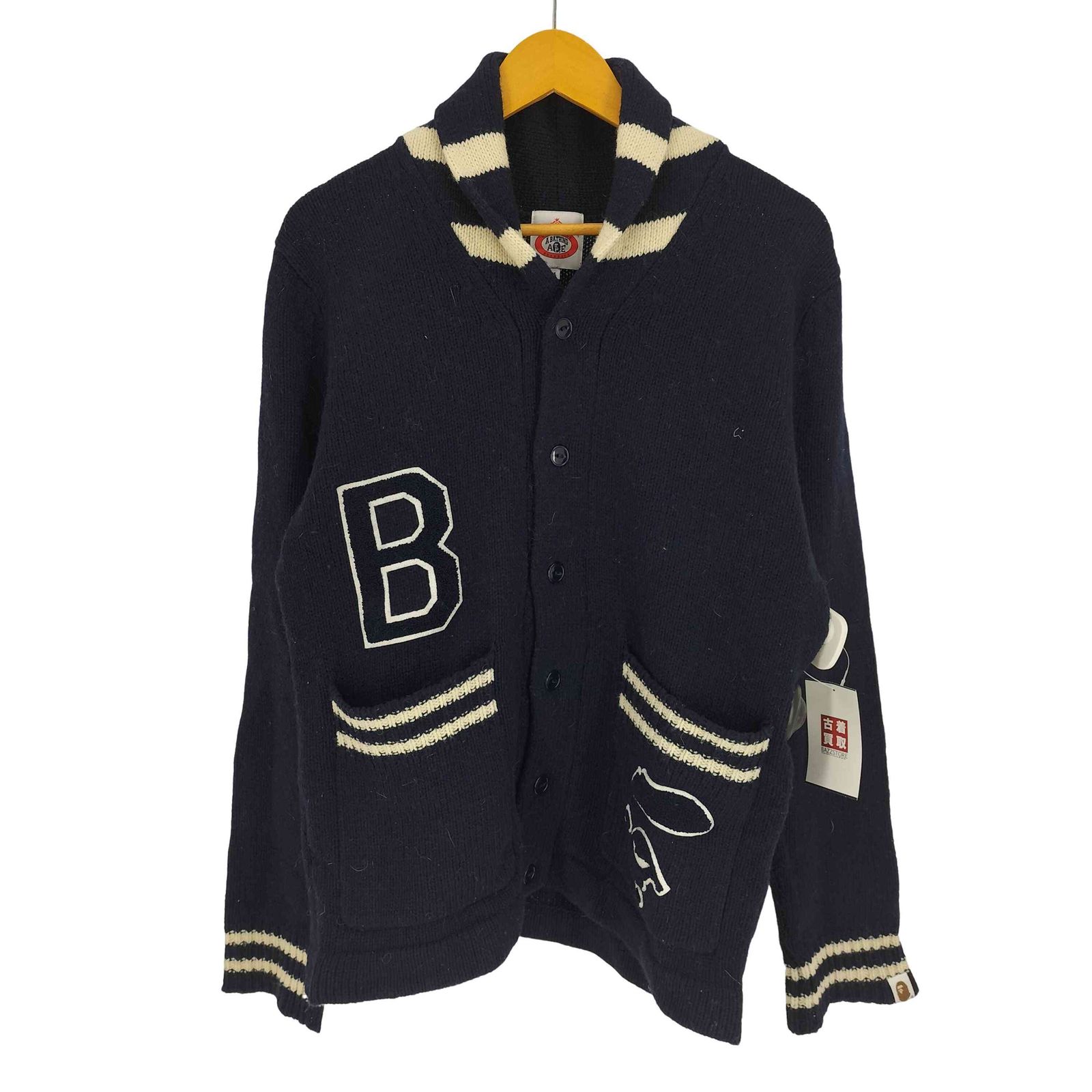 アベイシングエイプ A BATHING APE GORILLA WOOL ショールカラー 