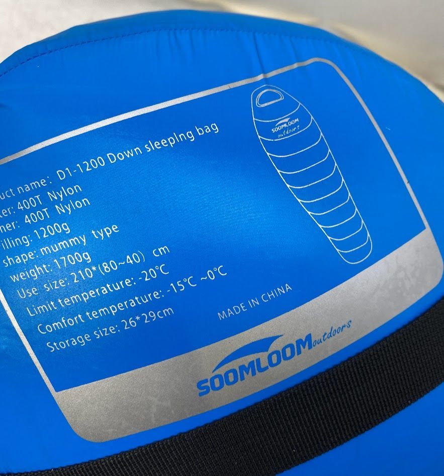 開封済・未使用品】SOOMLOOM シュラフ D1-1200 ダウン寝袋 ブルー