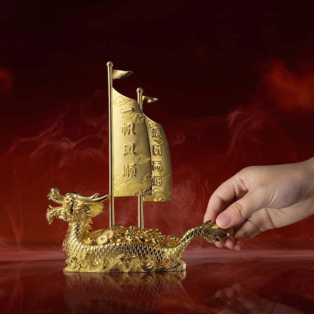 玄関 龍神 高さ20cm 金龍 置物 置物 金メッキ|24金 風水 開運 宝船 縁起物 金運グッズ 七福神 銅器