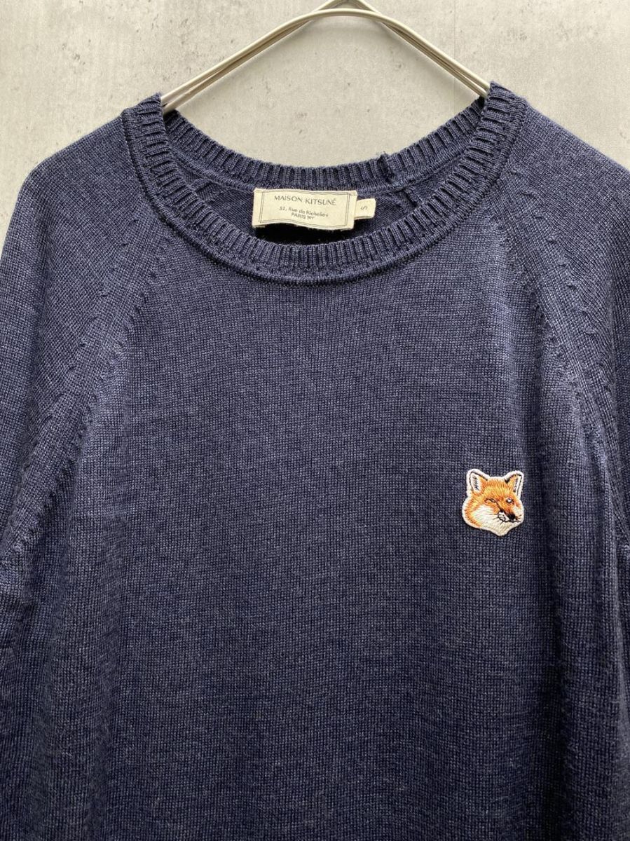 メゾンキツネ　ニット　ネイビー　Ｓ（12日までの限定出品） MAISON KITSUNE メゾンキツネ ウール ニット セーター sizeS