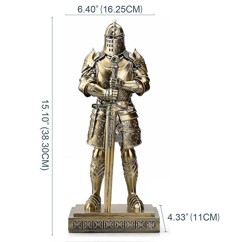 金属製 武士像 約30cm HDMbigmi国王親衛隊騎士像中世武士装飾樹脂騎士剣士鎧彫像トップ