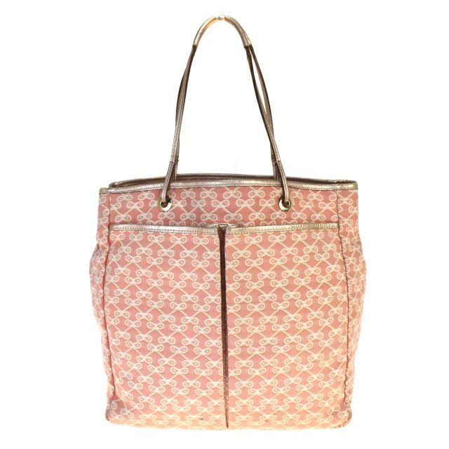 【中古】 アニヤ・ハインドマーチ(Anya Hindmarch) キャンバス，レザー トートバッグ ピンク 06GC451