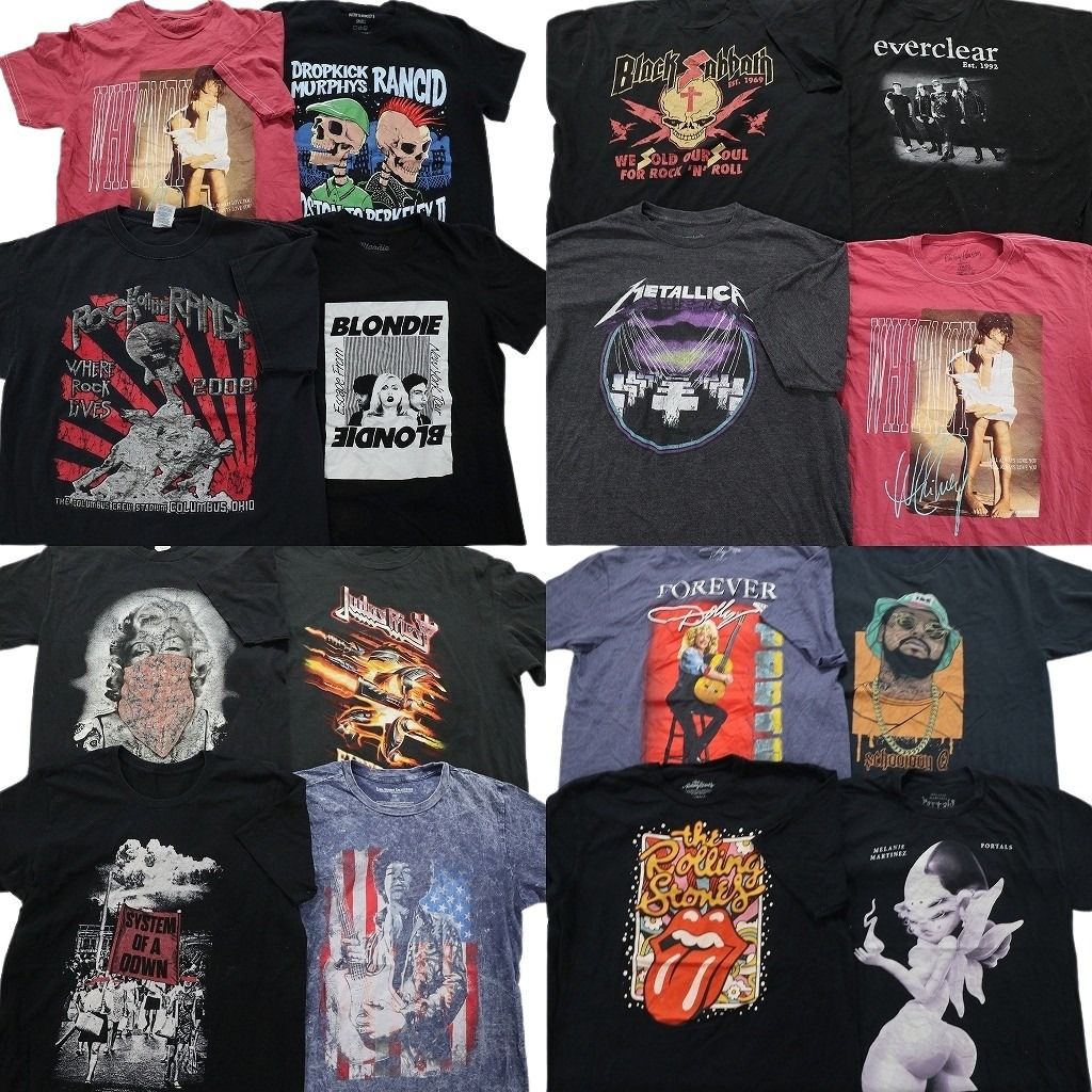 古着卸 まとめ売り 音楽・バンド 半袖Tシャツ 16枚セット (メンズ S /M