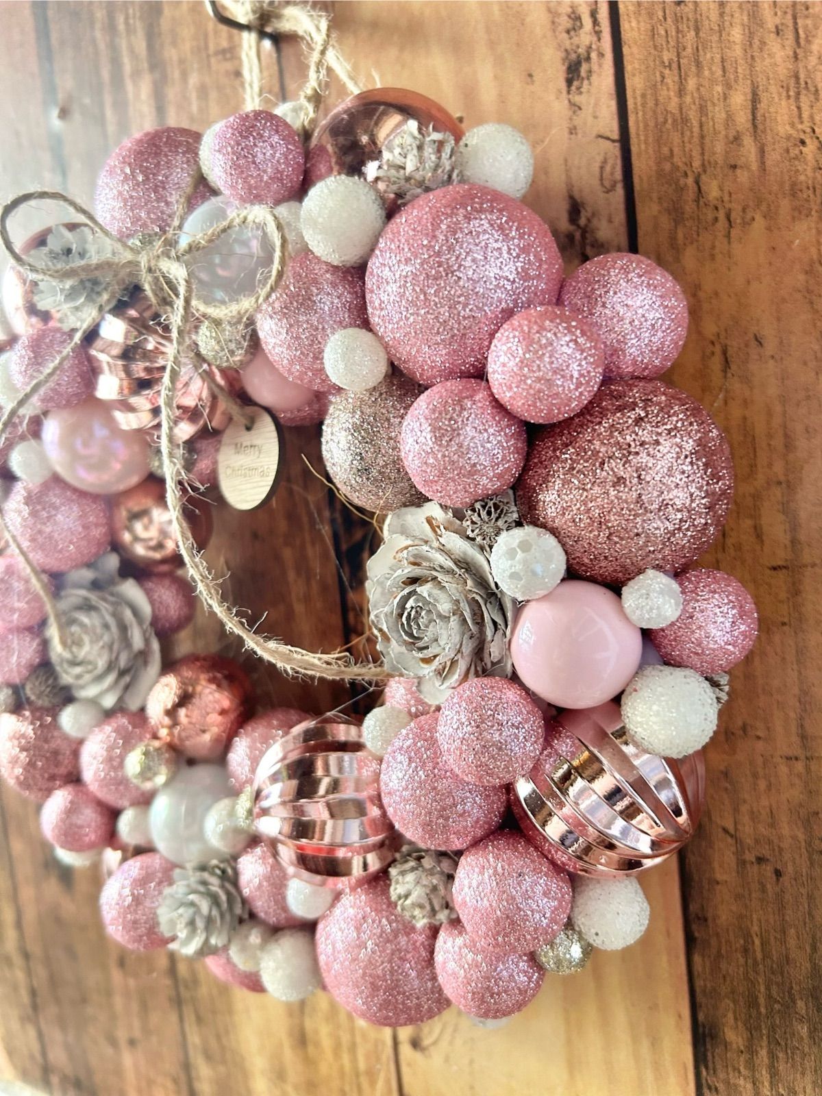 6-187クリスマスリース Xmasリース ピンクリース ドアリース 玄関