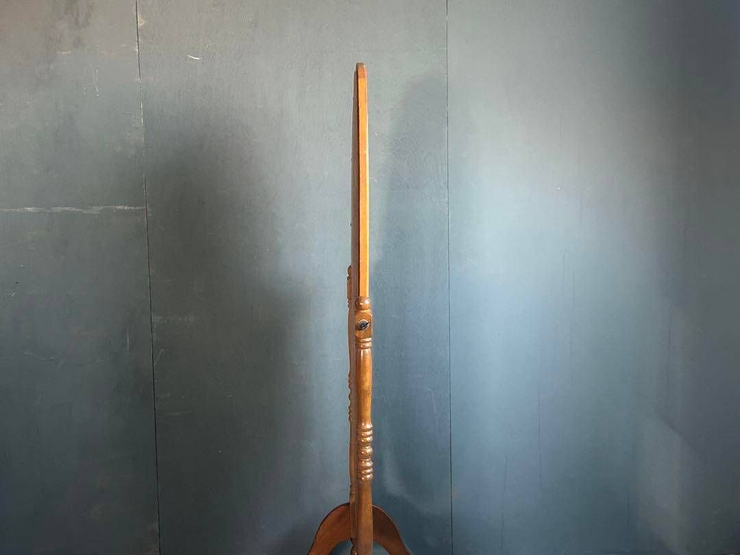 希少 ヴィンテージ オーバル型 ミラー スタンドミラー 縦長 ろくろ SS