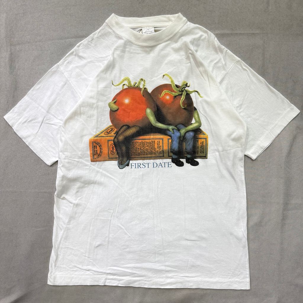 GreBrown FIRST DATE グレッグブラウン トマト アート アートtシャツ 白 Lサイズ No.E756