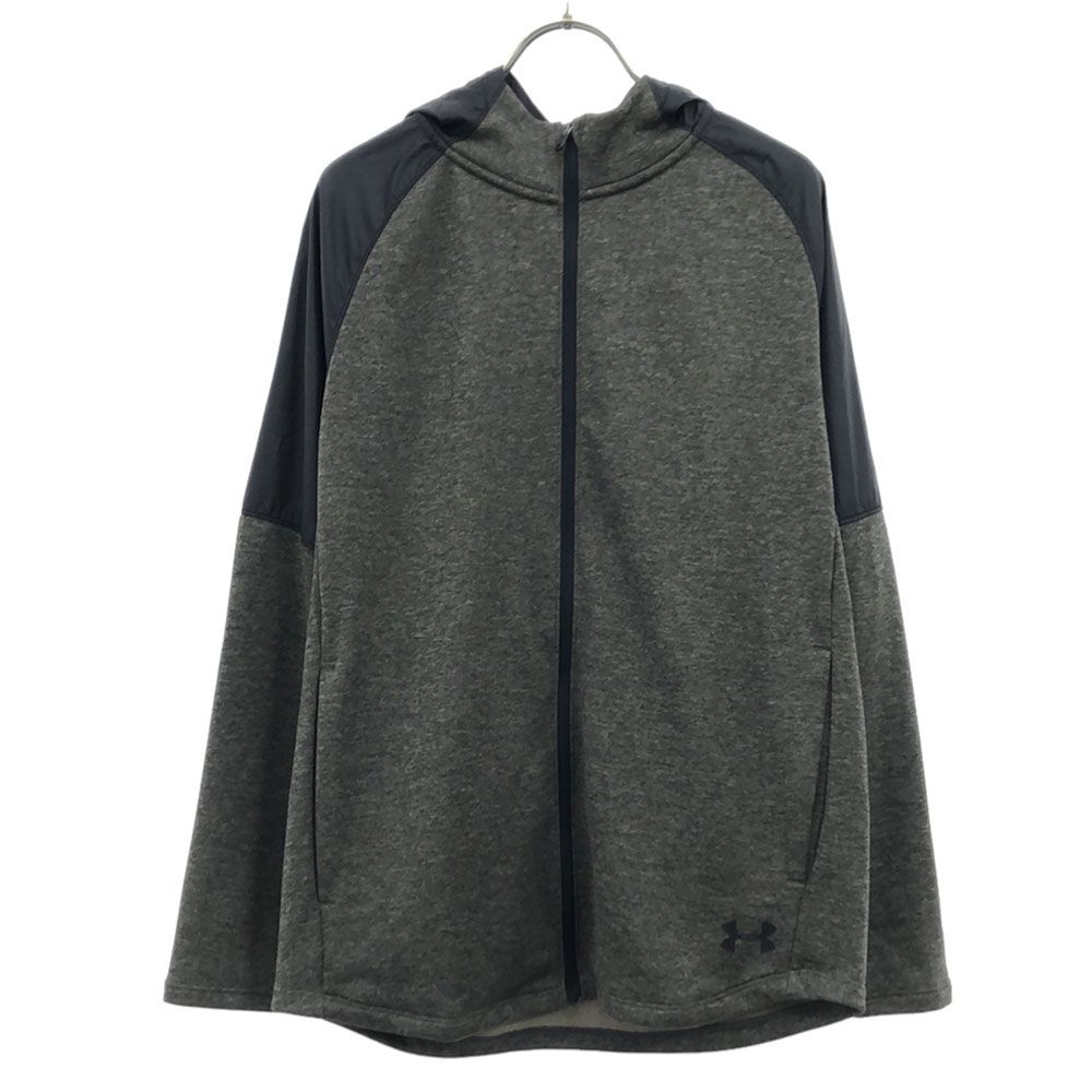 未使用 アンダーアーマー 長袖 スウェット ジップパーカー MD グレー×ブラック UNDER ARMOUR タグ付き 異素材 スポーツ メンズ