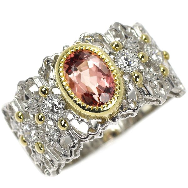 Pt900/K18YG インペリアルトパーズ ダイヤモンド リング 1.69ct D0  