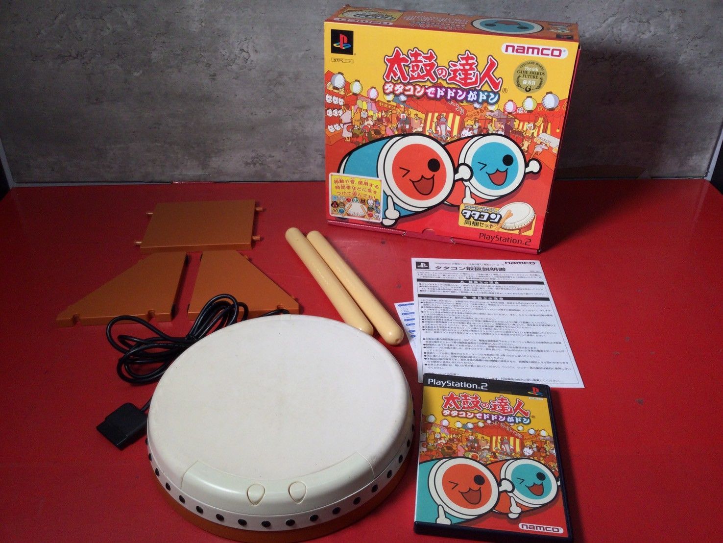 太鼓の達　ソフトx２　タタコンx２　セット □太鼓の達人 タタコンでドドンがドン [タタコン同梱セット] PS2