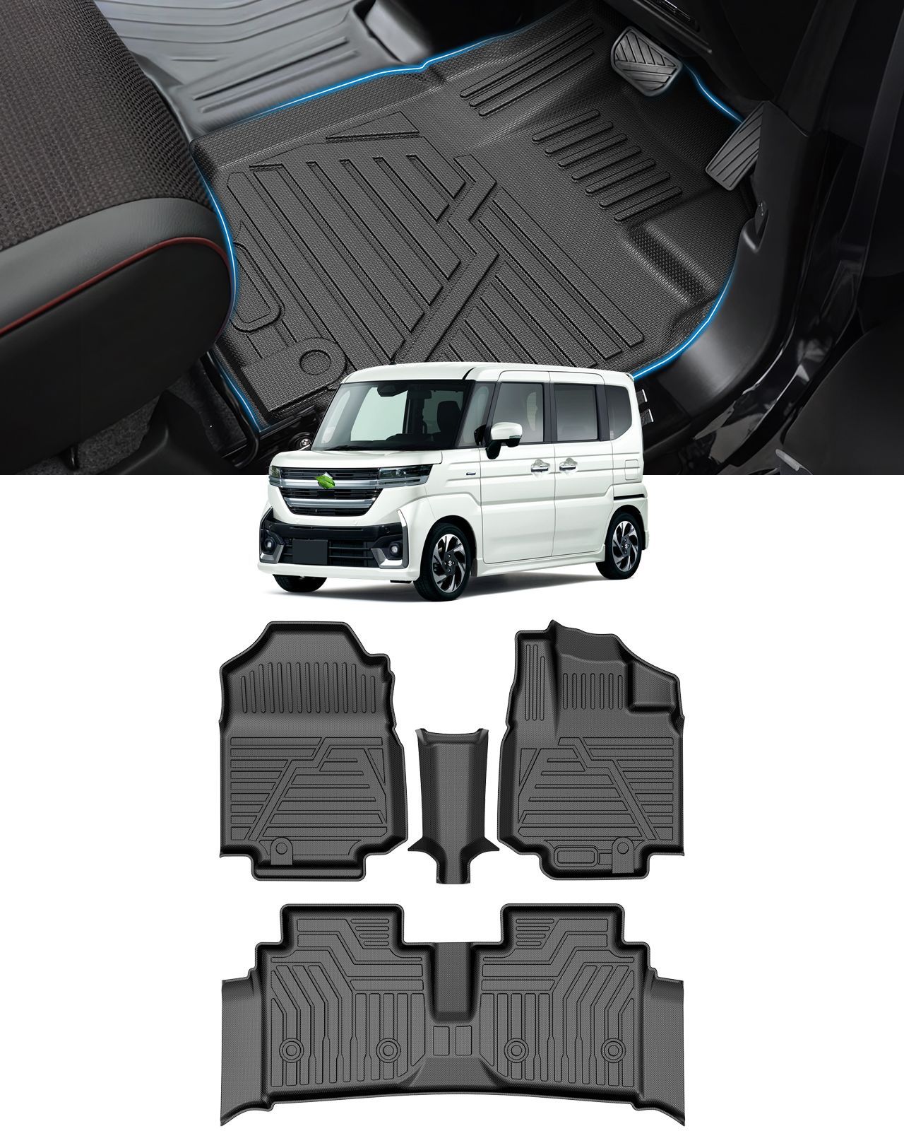 新型スペーシア スペーシアカスタム MK54S MK94S フロアマット 立体カーマット 3Dフロアマット 立体 セカンドマット 防水 滑り防止 耐汚れ TPE素材 車種 設計 取付簡単 カー用品 4Pセット