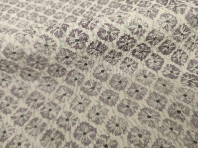 【上品】⭐️金彩小紋⭐️縮緬⭐️松坂屋⭐️未使用⭐️着物⭐️小紋⭐️ 小紋 着物 袷 金彩加工 茶 扇 鶴 梅 桜 裄67.5 L 中古 sn1599