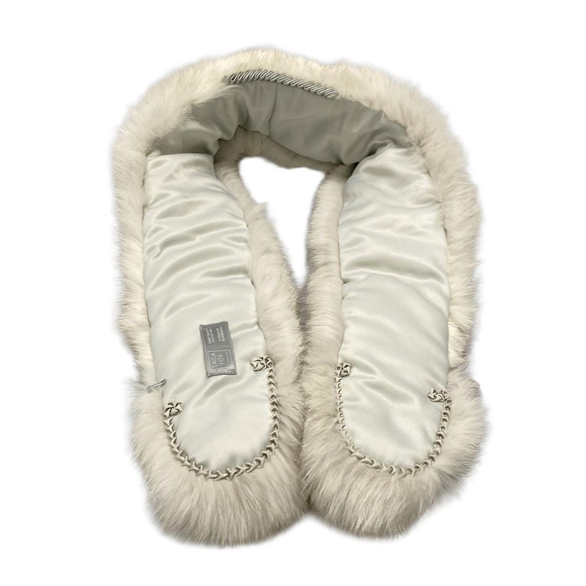 サガフォックス SAGA FOX フォックス アイボリー×ダークブラウン ネーム刺繍 新品同様 マフラー サガフォックス SAGA FOX - フォックス アイボリー×ダークブラウン