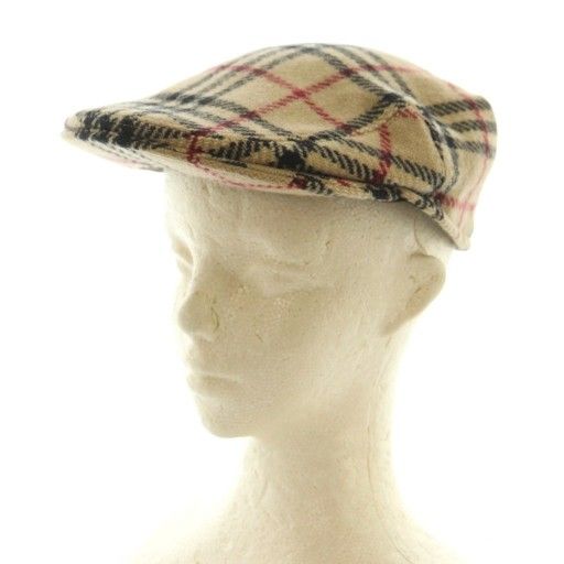 バーバリー ロンドン BURBERRY LONDON ハンチング 帽子 ウール チェック柄 L ベージュ 黒 ブラック 赤 レッド 6AP20-115-48 |MI GY53