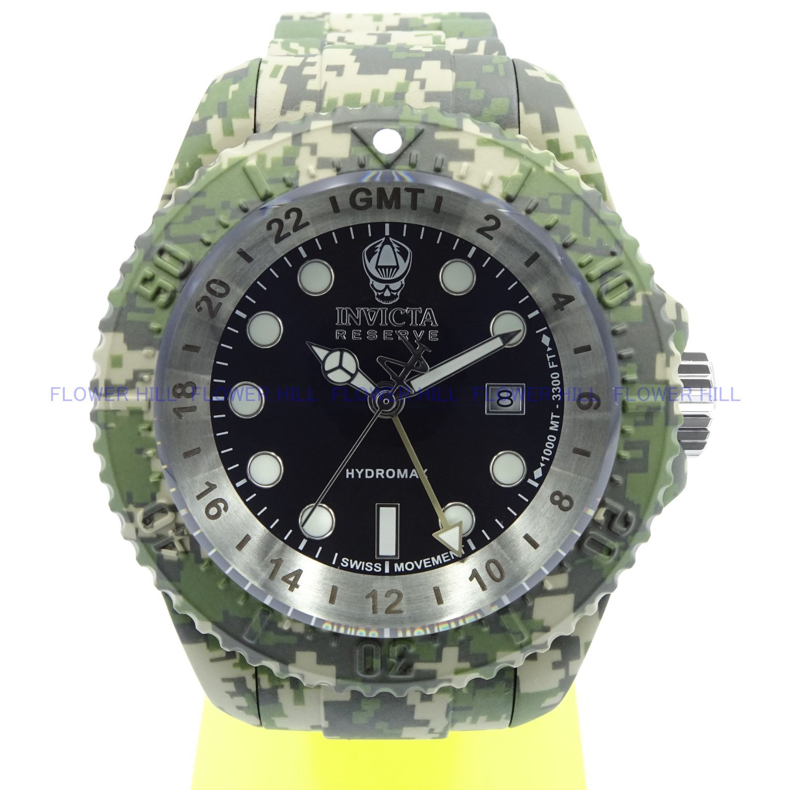 INVICTA インビクタ 腕時計 メンズ クォーツ スイスムーブメント GMT 防水1000ｍ RESERVE HYDROMAX 40462  デジタルカモフラージュ メタルバンド