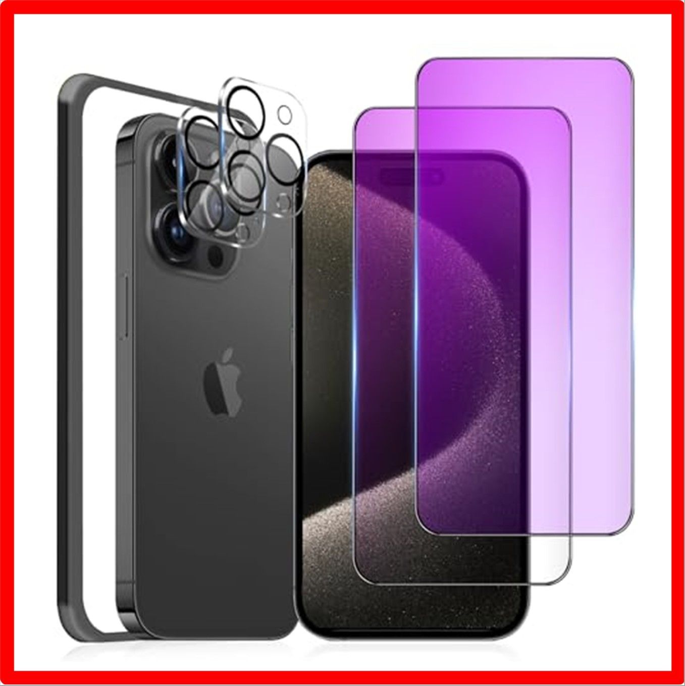  【セール中】 iPhone 15Promax_ブルーライト（全面保護） 【4枚セット】iphone15Pro Max ガラスフィルム ブルーライト［2枚］ iP その他