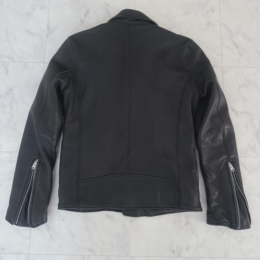 極美品/XL ナノユニバース ライダースジャケット ラムレザー