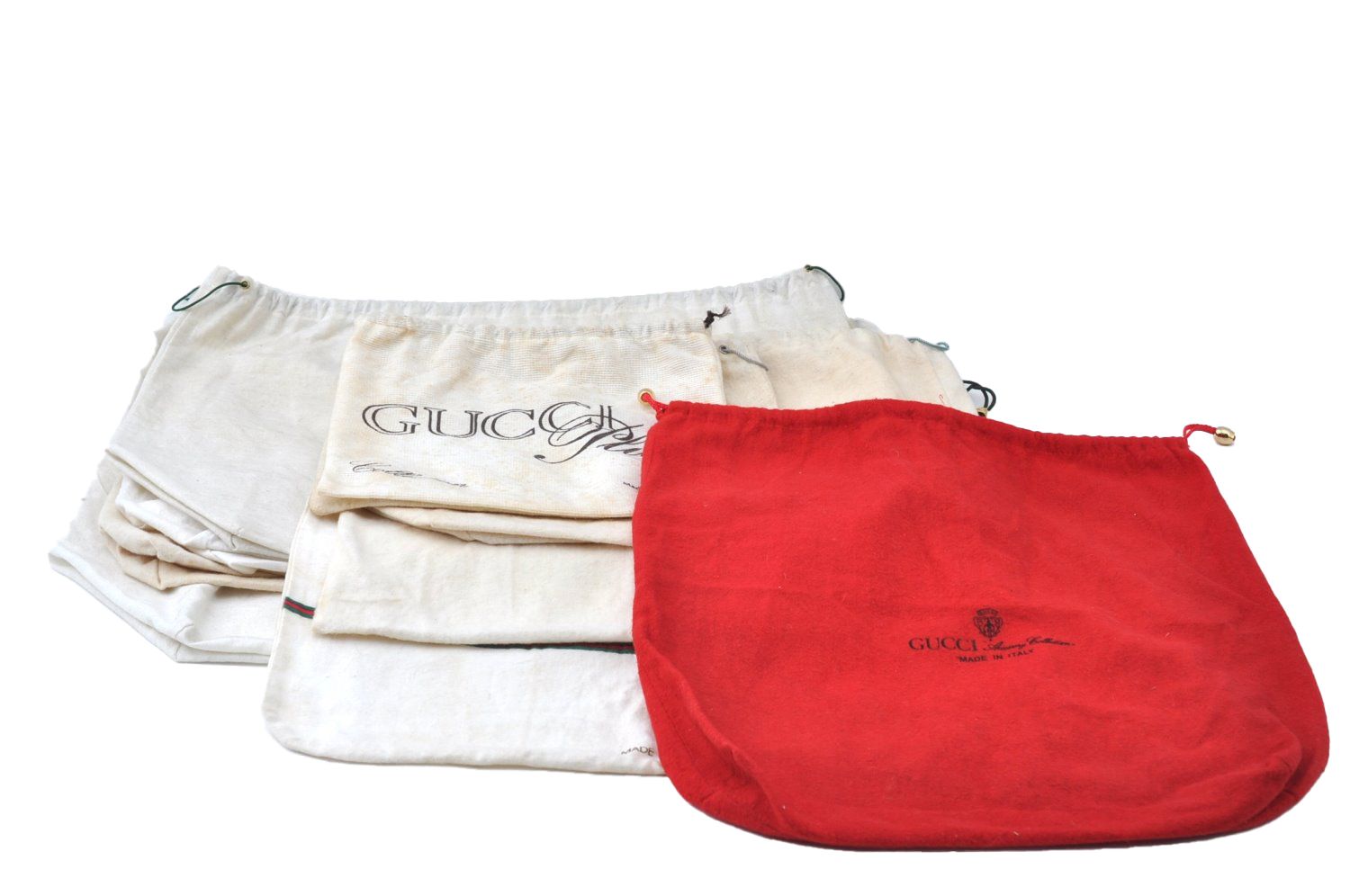 GUCCI グッチ ダストバッグ 10セット コットン 22.8x16.1x8.7 ホワイト レッド L2176