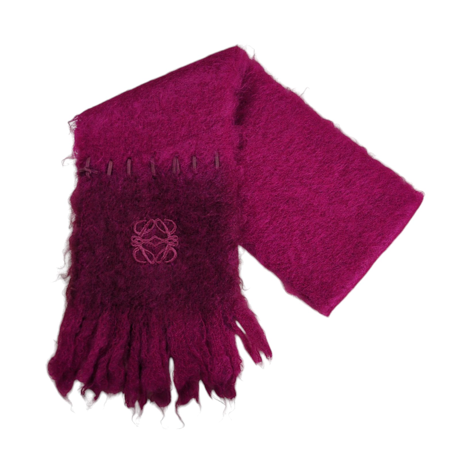 LOEWE Anagram Embroidered Fringe Mohair Muffler