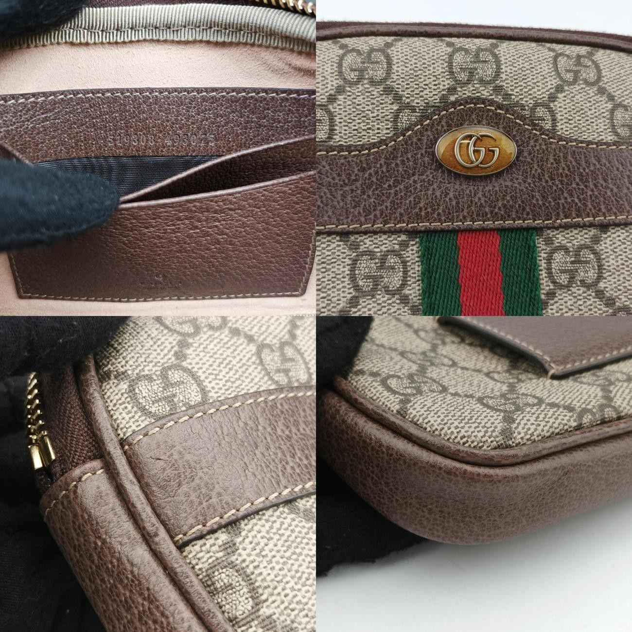 グッチGucciオフィディアブラウン ×マルチカラーPVCコーティングキャンバス×レザー519308