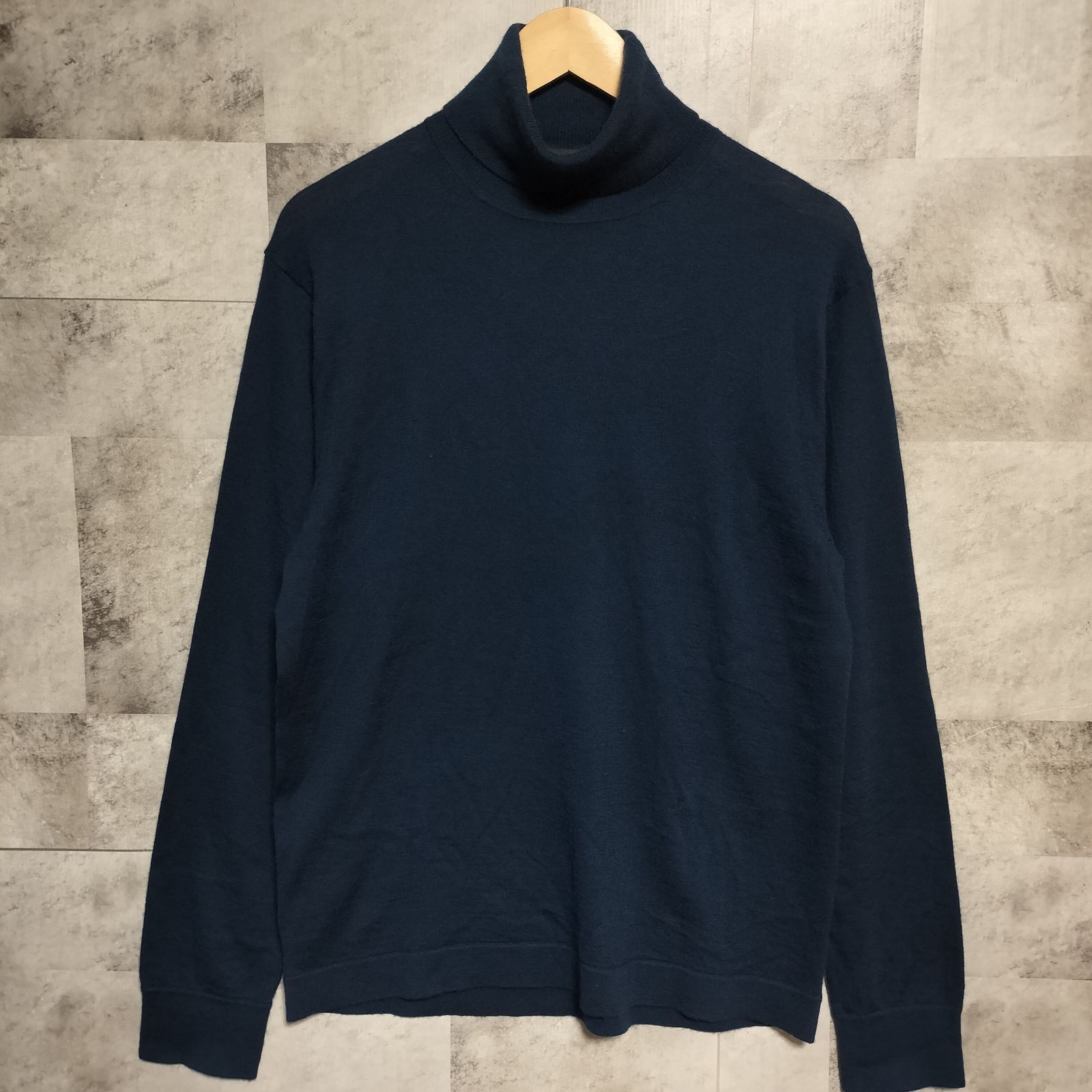 美品】UNIQLO +J カシミヤタートルネックセーター Lサイズ ブルー ジル 