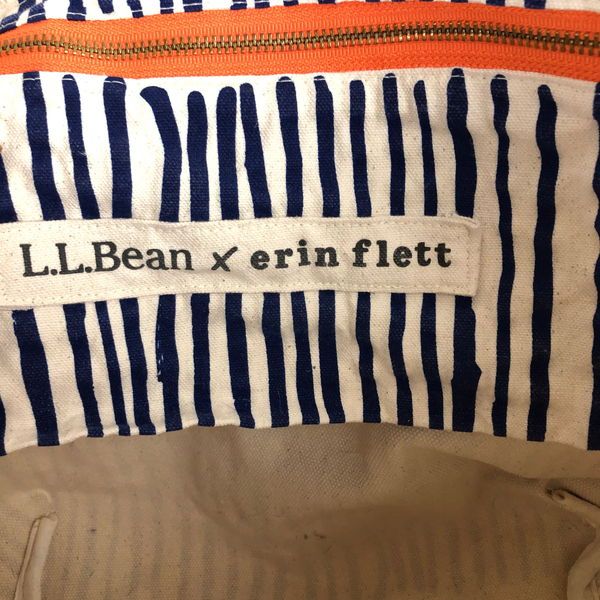 【古着】 L.L.Bean エルエルビーン ×erin flett トートバッグ キャンバス素材 マチ付き コラボもの ホワイト系 【中古】 n055804