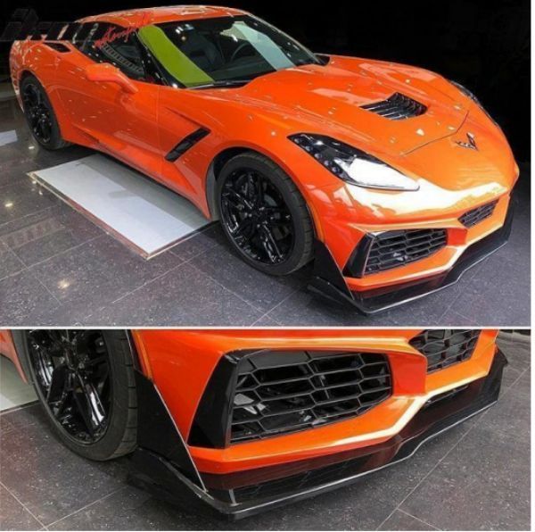 2014-18 シボレー C7 コルベット用 2019 C8 ZR1スタイル フロントバンパー＆スポイラーリップ セット PP製 コンバージョンキット  グリル - メルカリ