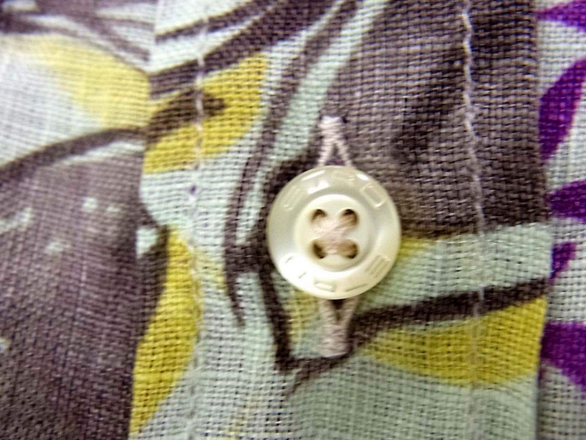 ◇ETRO リネン(麻)100％ 長袖 シャツ ブラウス マルチ花柄 ロゴボタン  