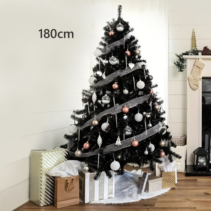 クリスマスツリー 全長180cm スタイリッシュ お洒落 ブラック クリスマス インテリア ホテル ロビー 玄関 ホームパーティー リビング