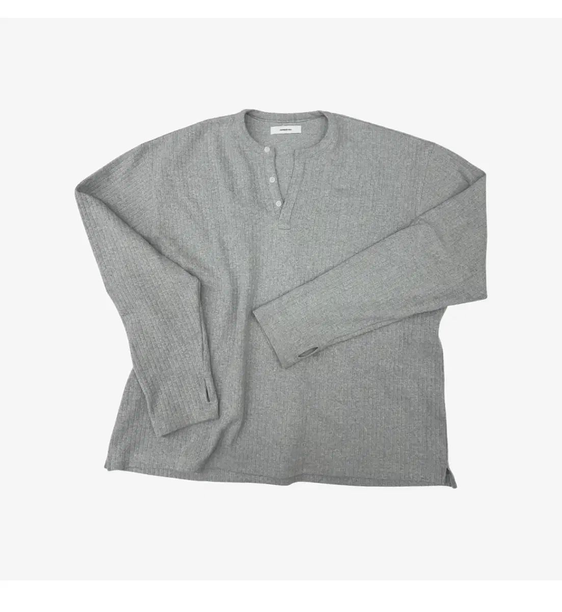 1 サイズ Nonnod フィンガーホール ヘンリーネック Tシャツ グレー